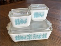 3) Pyrex Amish Butter Print Refrigerator Dishes