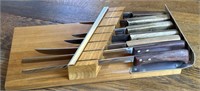 Wall Hanging Knife Block & 7 Assorted Knives