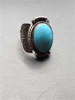 Vintage Turquoise & Silver Ring. Size 8.