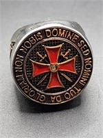 Stainless Steel Knights Templar Ring. Size 8.