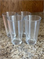 12 Ribbed Glass Drinking Glasses