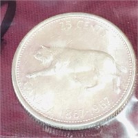 Silver 1967 Canada 25 Cent Coin