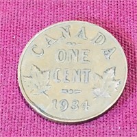 1934 Canada One Cent Coin