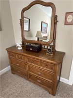 Dixie Furniture 56” x 19” x 31 1/2” Oak Dresser