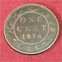 1876 H Canada One Cent Coin