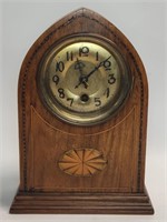 Antique Edwardian mahogany inlaid mantle clock