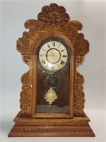 Pre 1900s Kitchen Clock w/ key & pendulum 14.5"L
