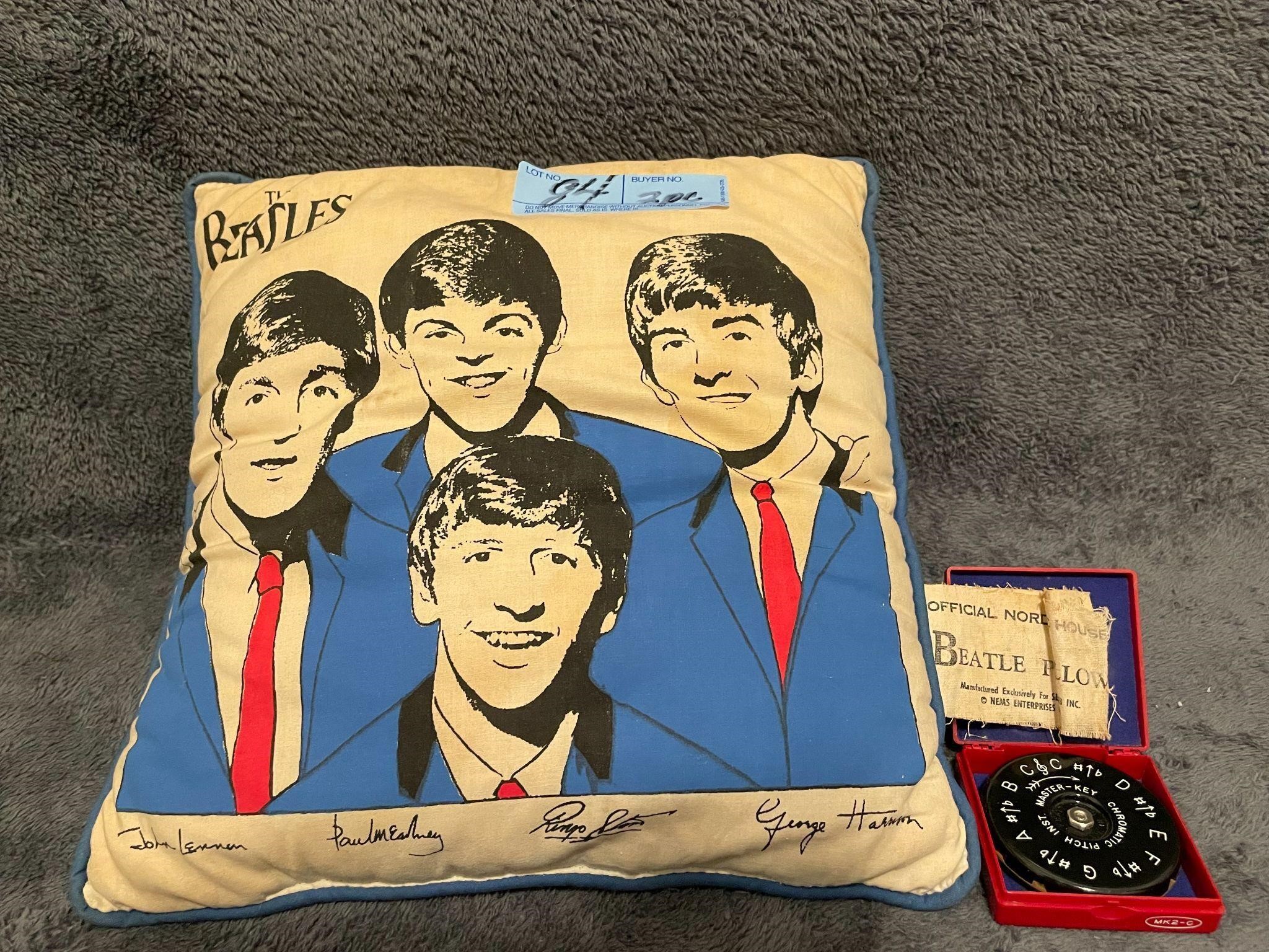 Vintage Beatles' Collector's Pillow and Pitch Pipe