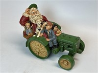 Poly Resin Santa on John Deere Tractor 7”