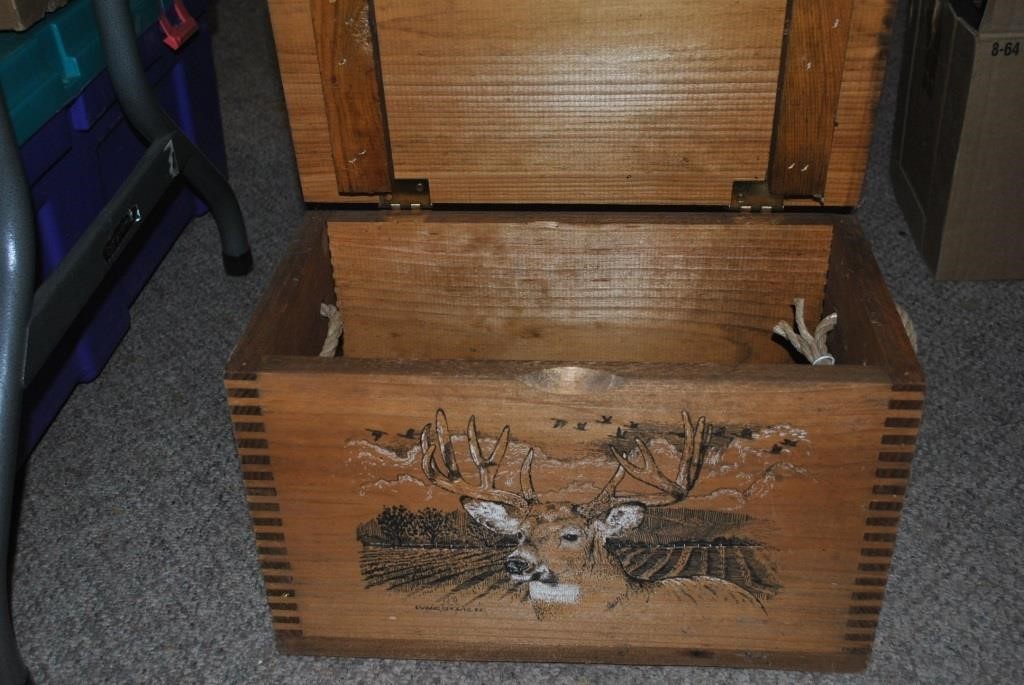 wooden ammo box with deer