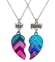 LOT OF 2- Best Friends Half Heart Pendant Necklace