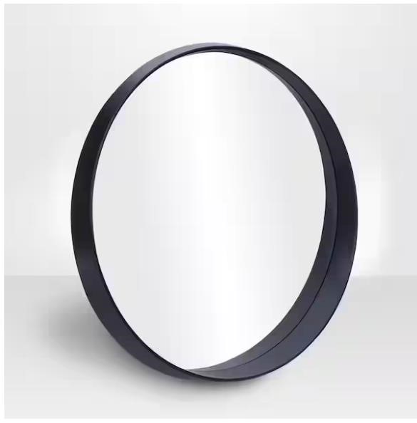 Medium Round Black Hooks Contemporary Mirror