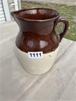 Brown & white stoneware pitcher