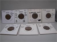 Lot of 7 Vintage Error Coins