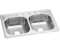 33 in. Drop in Double Bowl Stainless Steel Sink