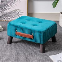 Teal Velvet Foot Stool Ottoman