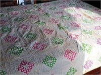 Hand Pieced Quilt, Well Loved, Antique
