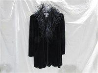 Size M Velvet Swing Coat w/ Feather Collar