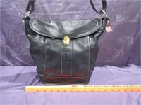 Mario Orlandi Black Leather Bucket Shoulder Bag