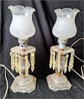 Pair Of Boudoir Lamps w/Prisms