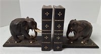 Inlaid Elephant Bookends w/Secret Compartments