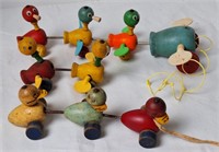 Vintage Fisher Price Duck Family Pull Toys,