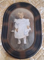 Bubble Glass Frame w/Small Girl Photo, Vintage