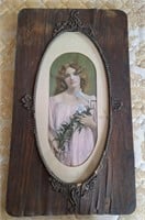 Wood Frame w/Photo of Woman, Antique