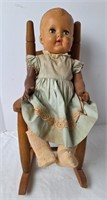 Constance Bannister Doll & Wooden Rocker