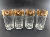 (4) Culver 24K Gold Rim Glasses