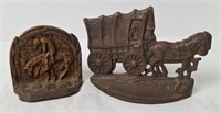 Covered Wagon & Bucking Horse Bookends