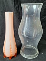 Cased Art Glass Vase, Peach & White