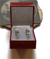 10K Gold Natural Blue Topaz Earrings