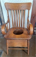 Oak Chamber Pot Chair, Antique