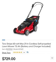 Toro 60V Stripe Battery Powered Lawnmower