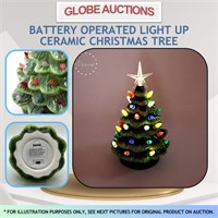 BATTERY OPERATED LIGHT UP CERAMIC CHRISTMAS TREE