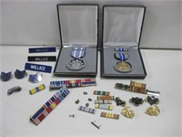 Assorted Military Pins, Ribbons & Medals Pictured