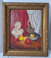 Oil Lamp & Fruit Oil Painting By Joan Butler