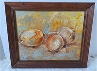 Onions Oil Painting On Canvas by Joan Butler