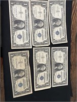 6 1957 Blue Seal Dollars