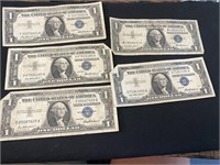 5 1957 Blue Seal Dollars