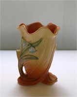 WELLER POTTERY Orange Flower Design Fluted Vase