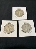 3 1941 Walking Liberty 1/2 Dollars