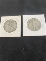 2 Walking Liberty 1/2 Dollars 1937, 1935