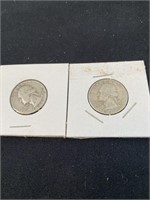 2 Washington Quarters 1943, 1946