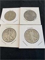 4 Misc Walking LIberty 1/2 Dollars