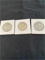 3 1945 Walking Liberty 1/2 Dollars