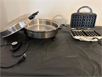Electric skillet and waffle maker