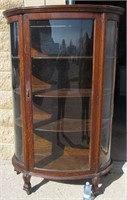 Vintage Bow Front Curio Cabinet w/ Paw Feet &