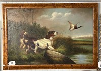 Lg. Duck Hunting Lodge Painting of Spaniel Dogs